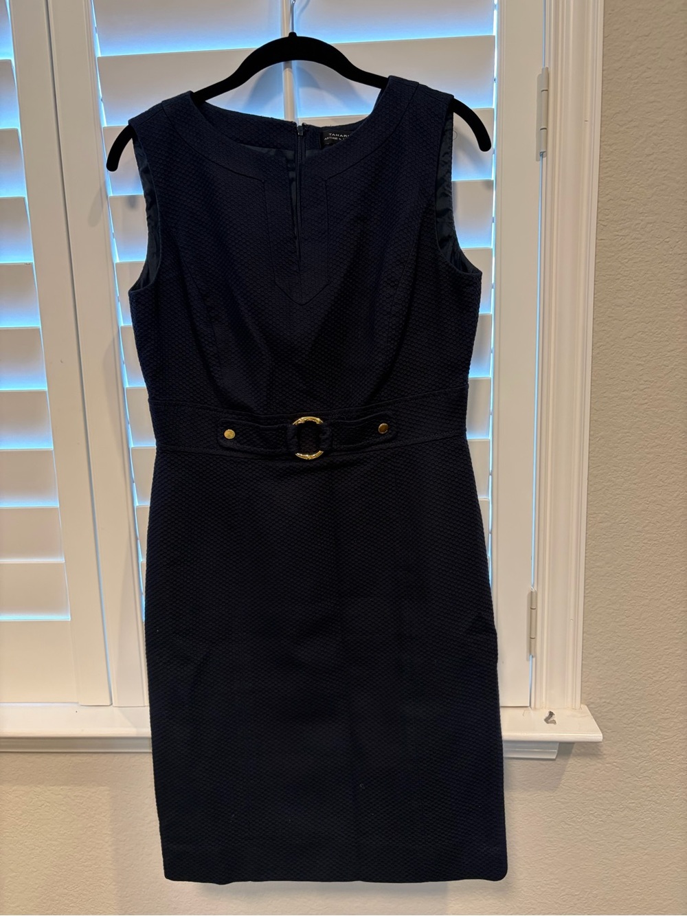 Sleeveless Textured Navy Dress